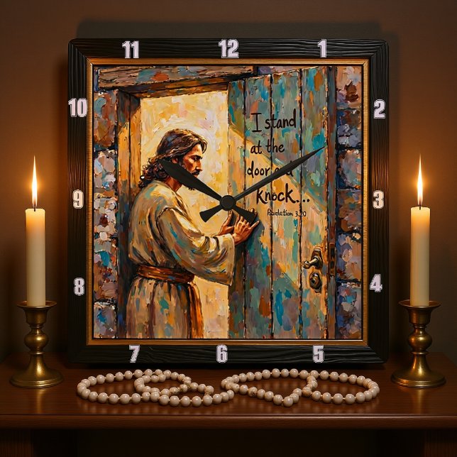 Horloge Carrée Cœur ouvert : l'appel doux de Jésus (Créateur téléchargé)
