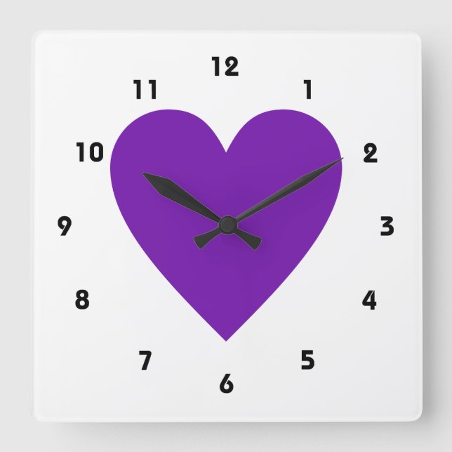 Horloge Carrée Coeur pourpre (Recto)