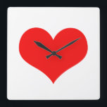Horloge Carrée Cœur rouge mignon Saint-Valentin blanc couleur per<br><div class="desc">Imprimé avec un grand motif de cœur rouge sur fond blanc uni.</div>