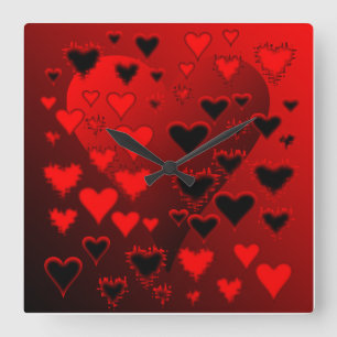 Horloge Carrée Cœurs