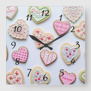 Horloge Carrée Coeurs de la Saint Valentin