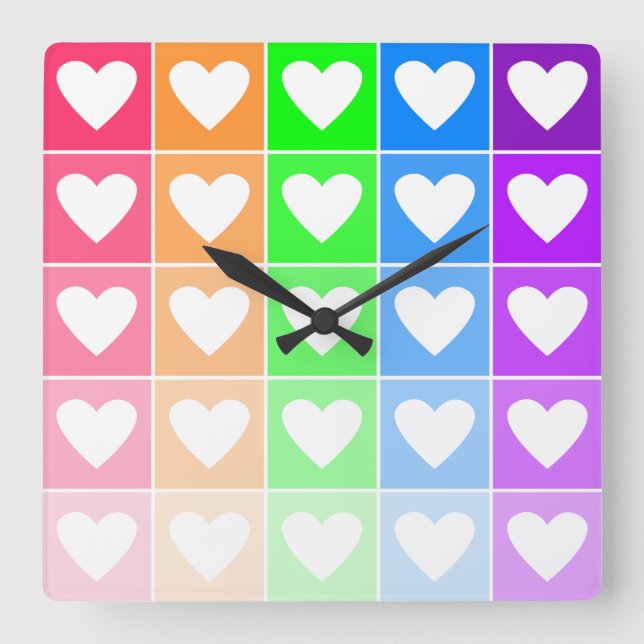 Horloge Carrée Coeurs Ombres (Recto)