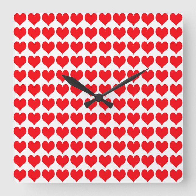 Horloge Carrée Coeurs rouges (Recto)