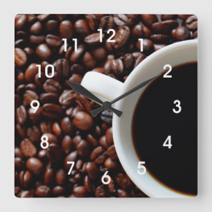 Horloge Carrée Coffee Bean Kitchen Wall Clock