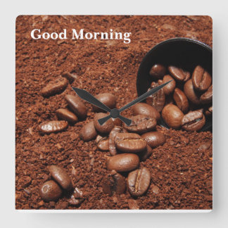 Horloge Carrée Coffee Grounds Roasted Beans Business Card