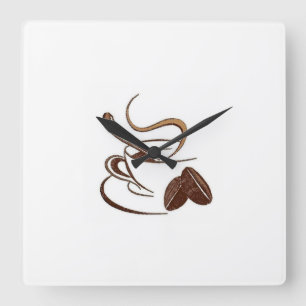 Horloge Carrée Coffee Lovers Wall Clock - Cup of Coffee & Co