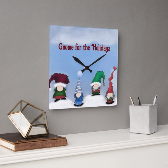 Horloge Carrée Cohorte de Gnome Adorable (Bureau)