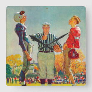 Horloge Carrée Coin Toss by Norman Rockwell