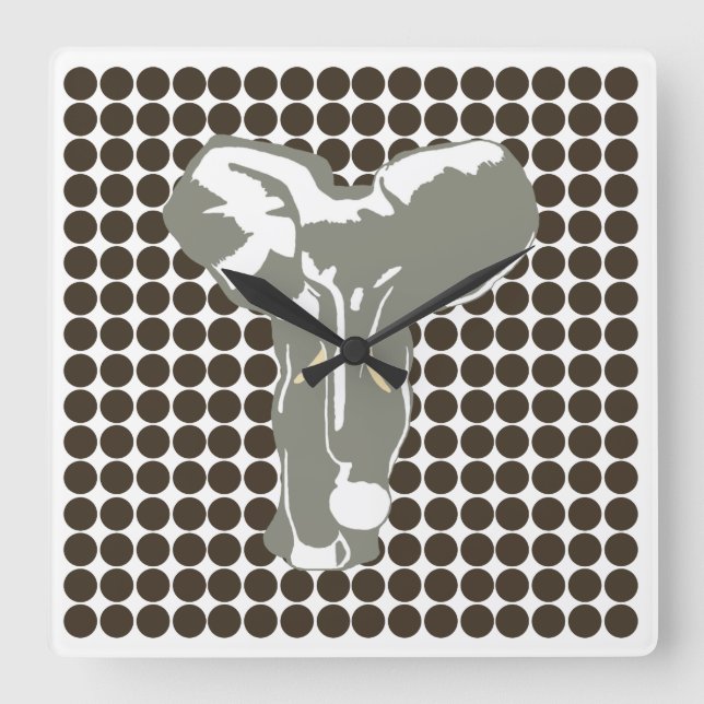 Horloge Carrée Cola Safari point avec Pop Art Elephant (Recto)