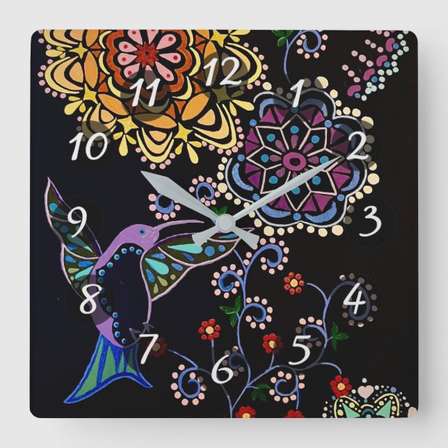 Horloge Carrée Colibri (Recto)