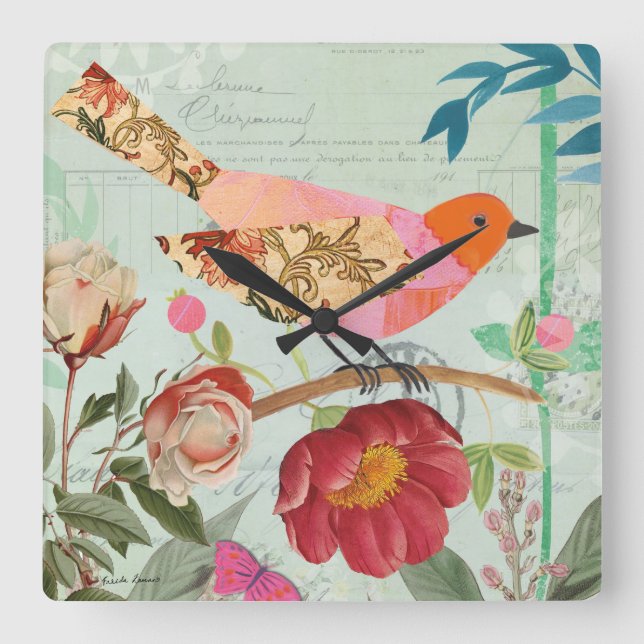 Horloge Carrée Colibri (Recto)