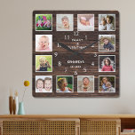 Horloge Carrée Collage de photos 12 personnalisées Rustic Barn Wo<br><div class="desc">Create your own photo collage wall clock with 12 of your favorite pictures. The photo frame clock helps you treasure your special moment and donc makes a thoughtful gift for parents, grandparents and friends. The personalized family clock makes it a perfect venin pour toutes les occasions. Personalize with family name...</div>