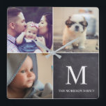 Horloge Carrée Collage de photos de la famille personnalisée du t<br><div class="desc">Personnalisez cette horloge murale avec leurs précieuses photos de famille,  bébé,  animaux de compagnie et mettez à jour le nom de famille. Profitez des compliments en donnant un cadeau aussi réfléchi.</div>