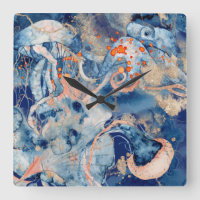 Collage nautique poulpe gelée poisson marine orang