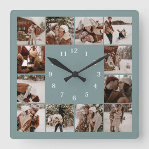 Horloge Carrée Collage photo minimaliste moderne et élégant