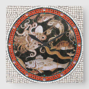 HORLOGE CARRÉE COLLECTE POMPEII / OCÉAN - SCÈNE DE VIE MARINE