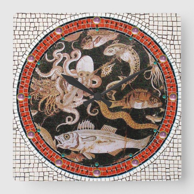 HORLOGE CARRÉE COLLECTE POMPEII / OCÉAN - SCÈNE DE VIE MARINE (Recto)