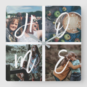 Horloge Carrée Collection de photos de famille personnalisée - Pa