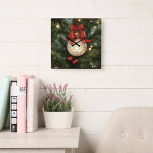 Horloge Carrée Collection d'ornements de Noël élégants avec nœud 