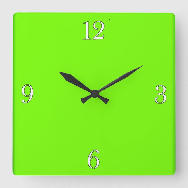 Horloge Carrée Collection Rétro Fluoro Lime-Green (Recto)