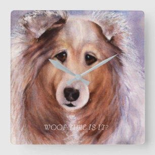 HORLOGE CARRÉE COLLIE D'OR AMICALE