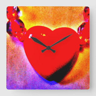 Horloge Carrée Collier en forme de coeur