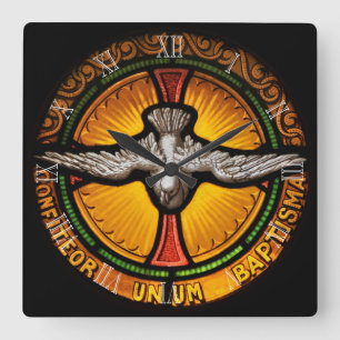 Horloge Carrée Colombe en verre souillé