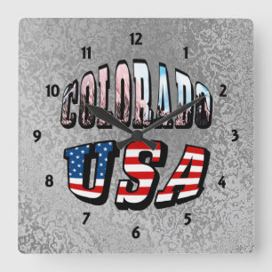 Horloge Carrée Colorado Picture et USA Text