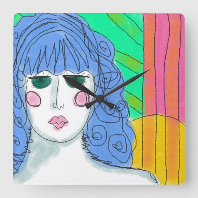 Horloge Carrée Colorful Abstract Art Large Clock (Recto)