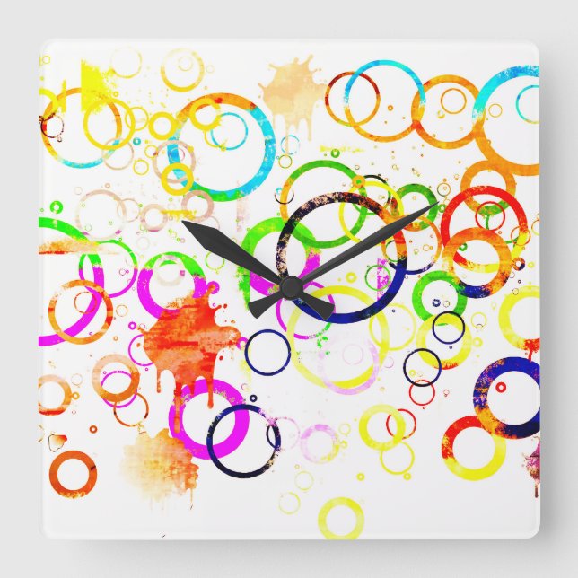 Horloge Carrée Colorful drink rings (Recto)