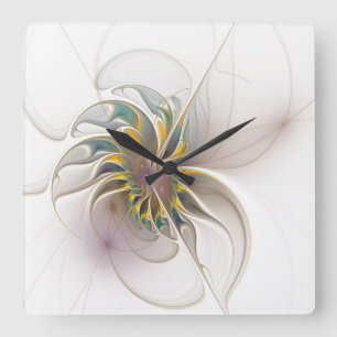 Horloge Carrée Colorful fractal ornament. Flower art