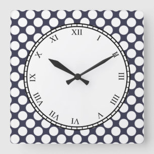 Horloge Carrée Colorful polka dot roman Digits White on any color