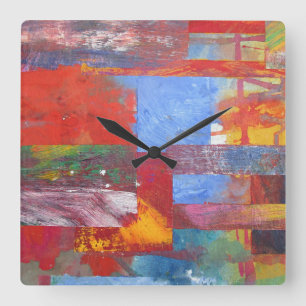 Horloge Carrée Colour Grid multi coloured abstract