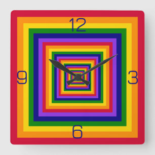 Horloge Carrée Combinaison de couleurs arc-en-ciel / Mélange de C