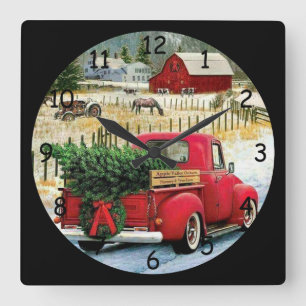 Horloge Carrée Coming home with a Christmas Tree