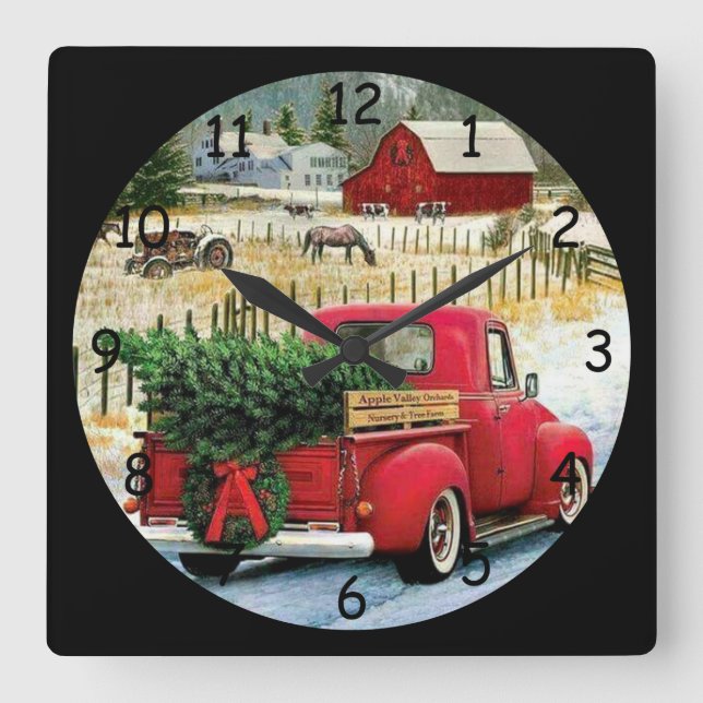 Horloge Carrée Coming home with a Christmas Tree (Recto)