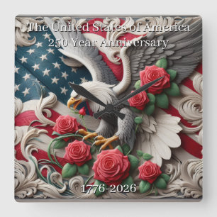 Horloge Carrée Commemoratif du 250e anniversaire des États-Unis