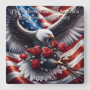 Horloge Carrée Commemoratif du 250e anniversaire des États-Unis