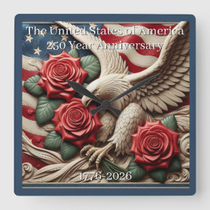 Horloge Carrée Commemoratif du 250e anniversaire des États-Unis