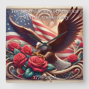 Horloge Carrée Commemoratif du 250e anniversaire des États-Unis