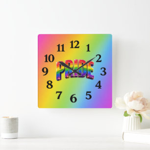 Horloge Carrée Communauté LGBTQIA+ Fierté arc-en-ciel