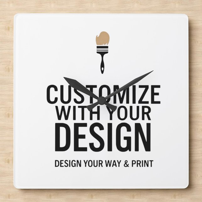 Horloge Carrée Company Branded Custom Minimalist Personalized   (Créateur téléchargé)