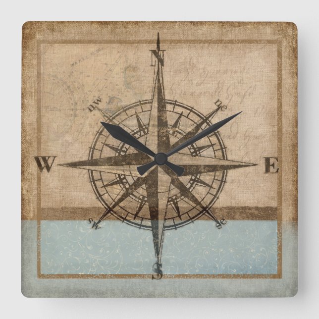 Horloge Carrée compass rose clock 1, Copyright Karen J Williams (Recto)