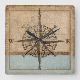 Horloge Carrée compass rose clock 1, Copyright Karen J Williams