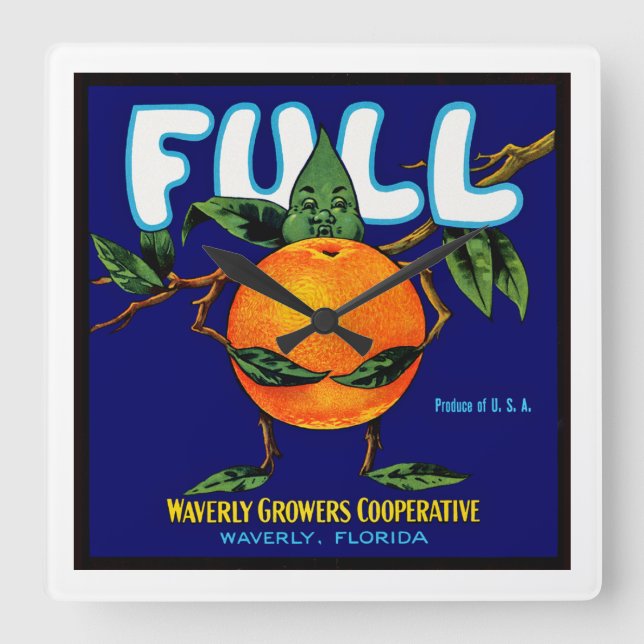 Horloge Carrée Complet - Étiquette orange (Recto)