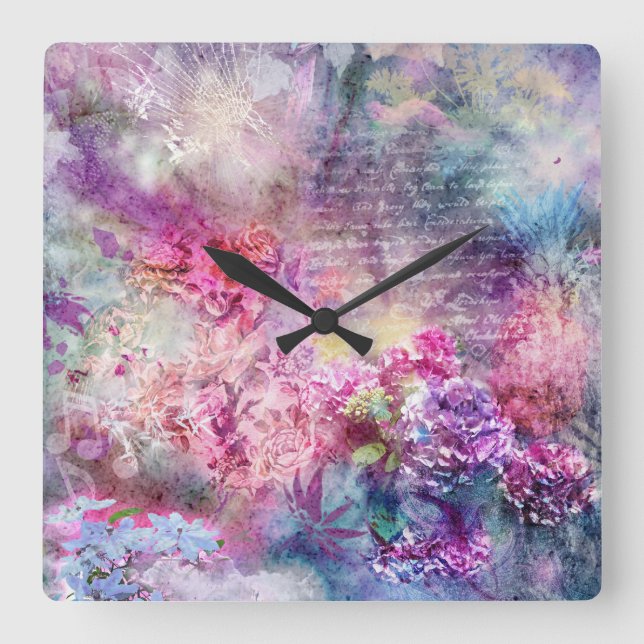 Horloge Carrée Composition dans l'horloge murale Pastel (Recto)