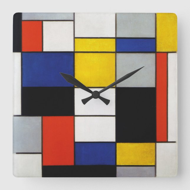 Horloge Carrée Composition, Mondrian (Recto)