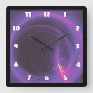Horloge Carrée Conception abstraite circulaire rose et violet