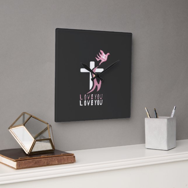 Horloge Carrée Conception d'art de l'amour  (Bureau)