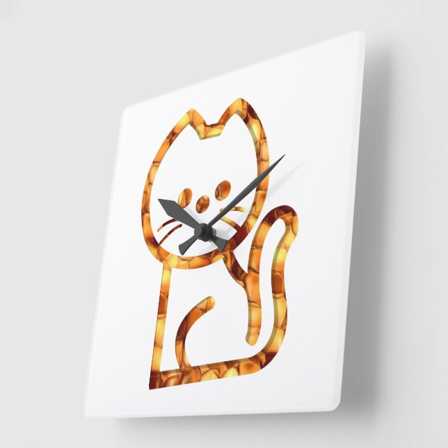 Horloge Carrée Conception de chat mignon  (Angle)